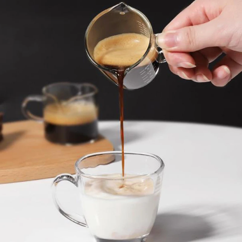 Espresso Shot Glass - แก้วช็อตเอสเพรสโซ 70/75 มล. แก้วมีหัวจ่ายสองด้าน แก้วตวง ทนความร้อน